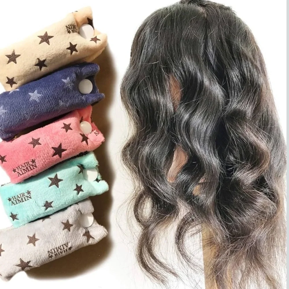 Star Print Soft Fabric Hair Rollers - Multicolor Set - Picture 4 of 6
